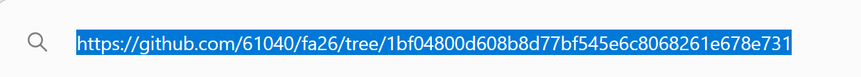 Browser address bar with the full GitHub commit URL selected